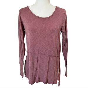 🌸 Beacan Cove | Women's Pink Long-Sleeve Peplum Top - Medium